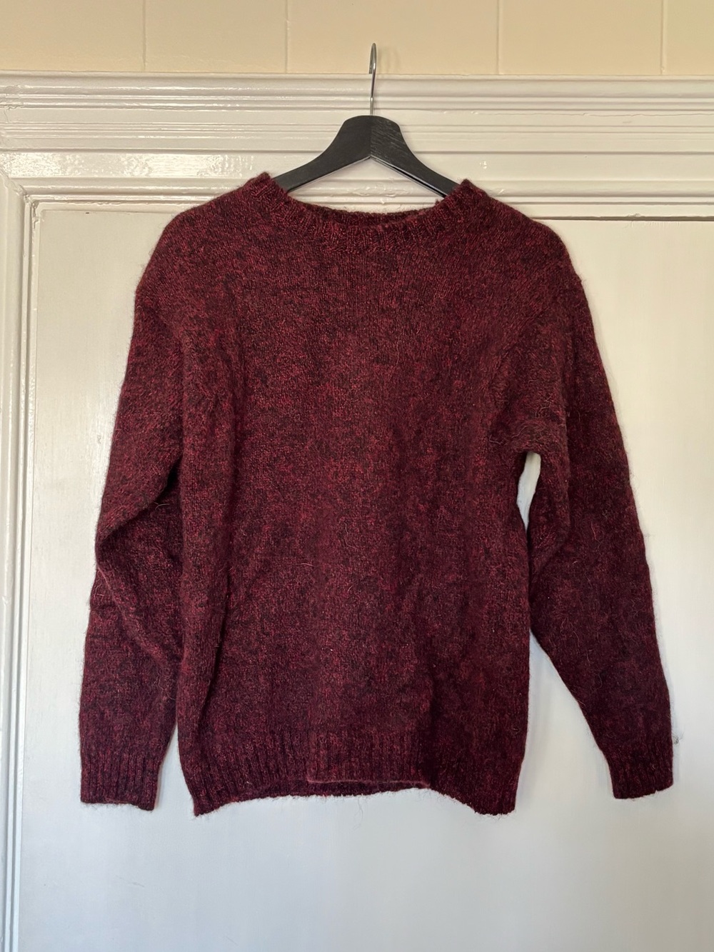 Vintage LLBean wool sweater made in Ireland XS Small red maroon chore barn